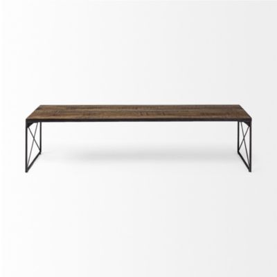 Mango Wood Top and Iron Base Accent Bench – Rectangular Design for Entryway & Living Room