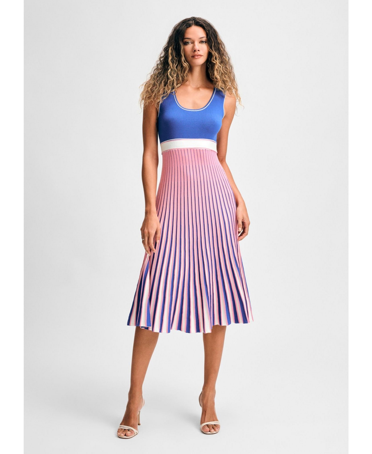 Women's Striped Midi Sweater Dress - Blue multi
