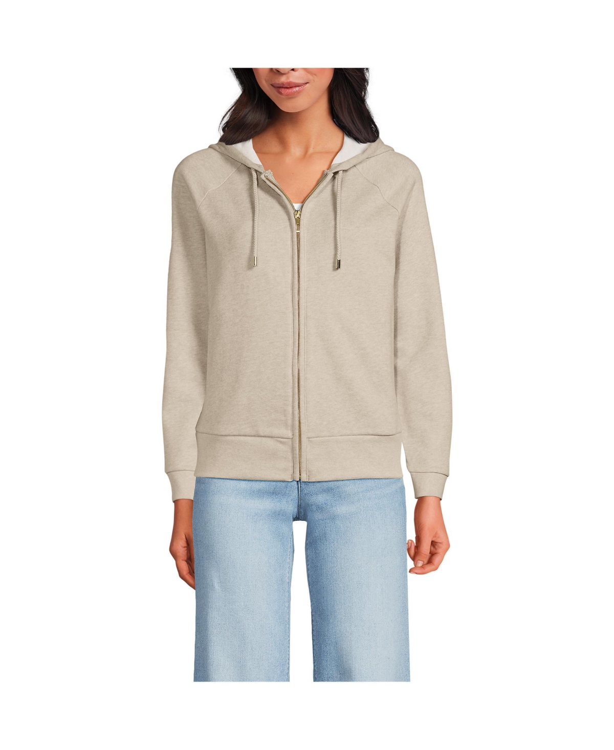 Women's Serious Sweats Relaxed Long Sleeve Full Zip Hoodie Sweatshirt - Champagne heather