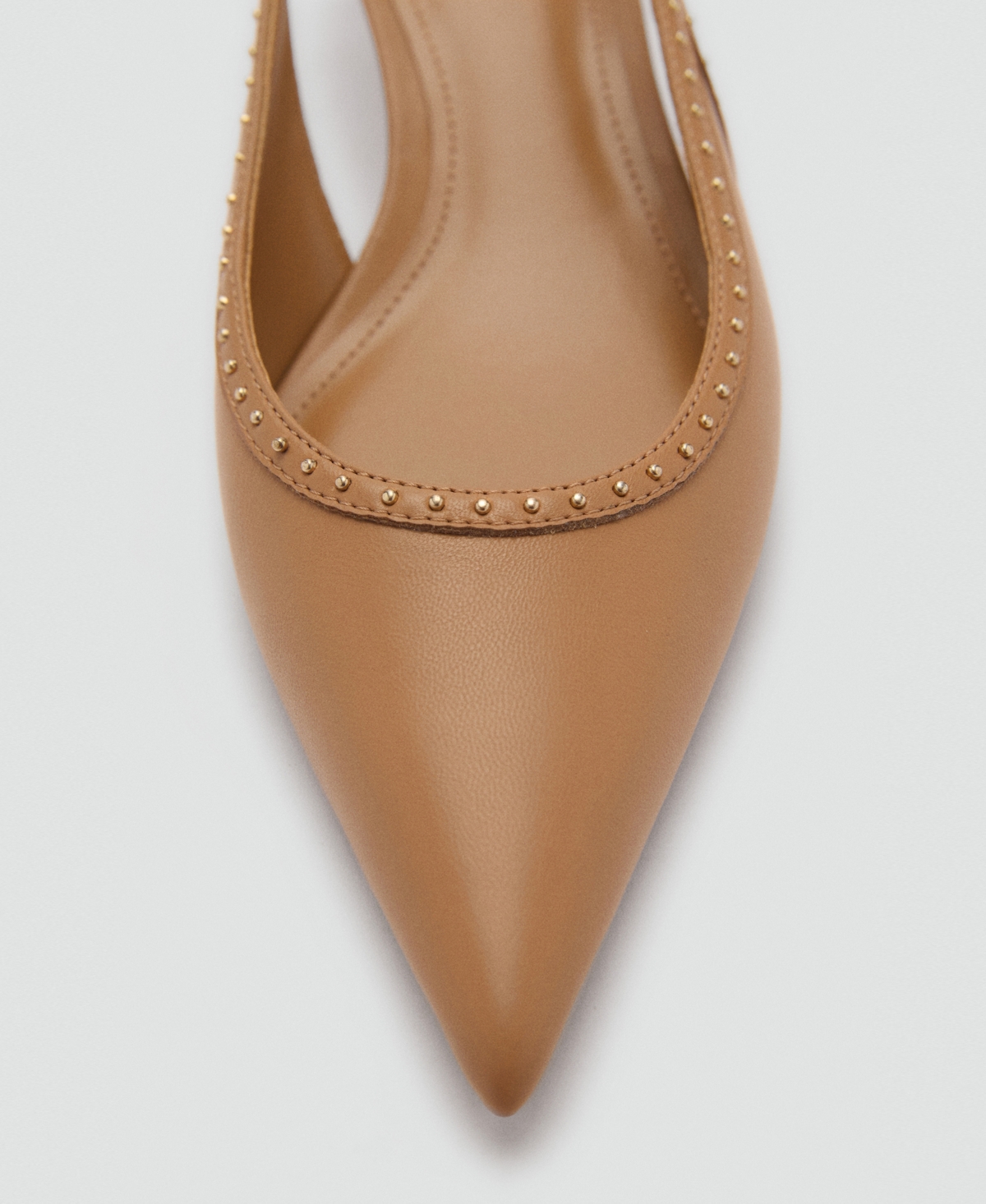 Mango Kitten-heel Shoes With Stud Detail Medium Brown In Medium Brown