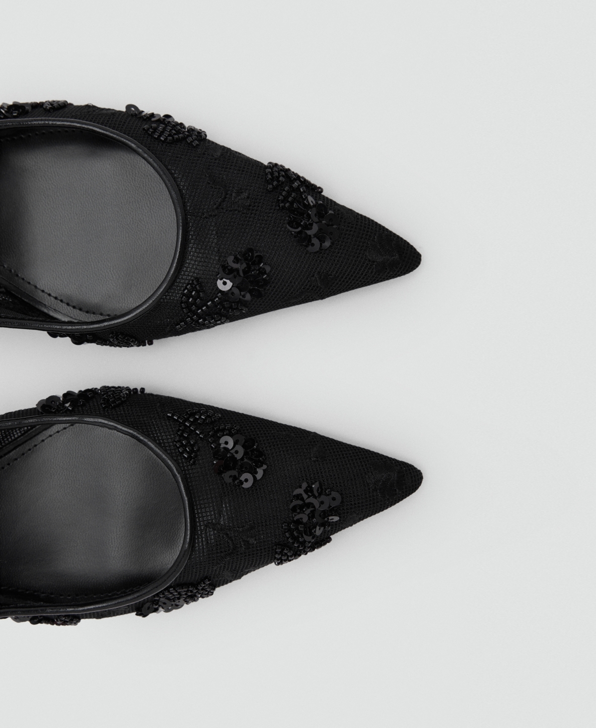 Shop Mango Women's Sequins Embroidered Kitten-heel Shoes In Black