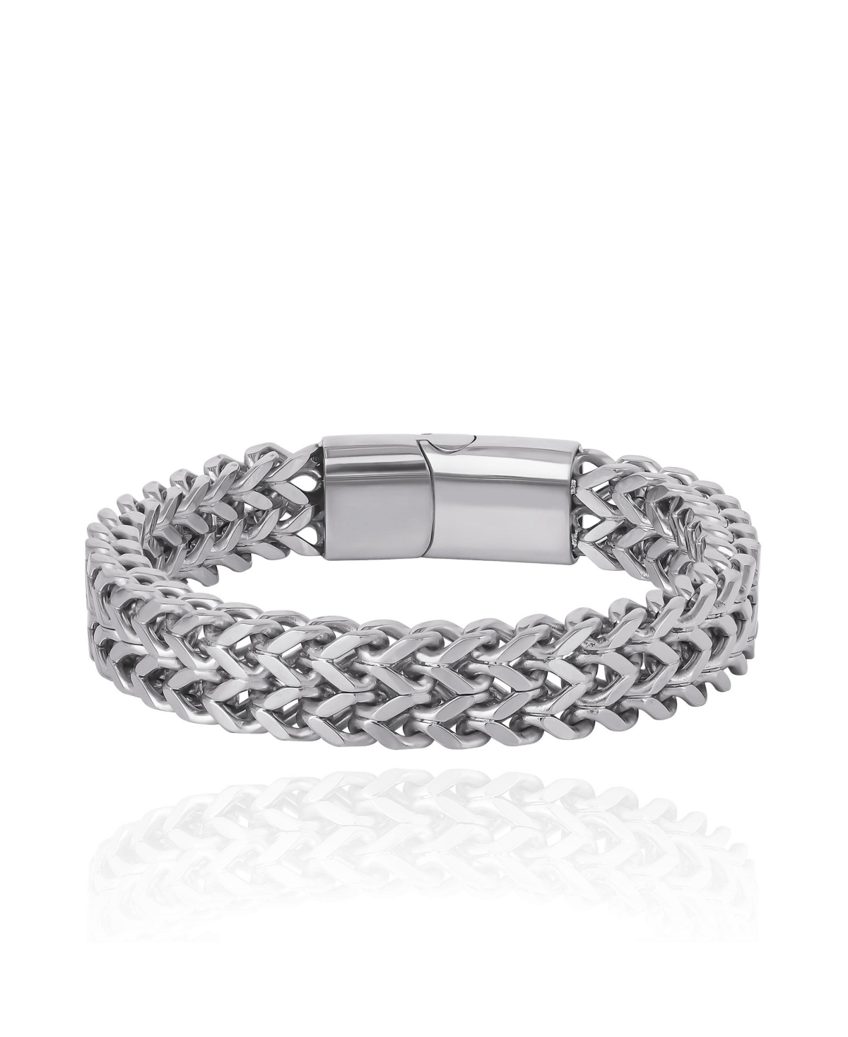 Men's Silver-Tone Woven Chain Bracelet - Silver