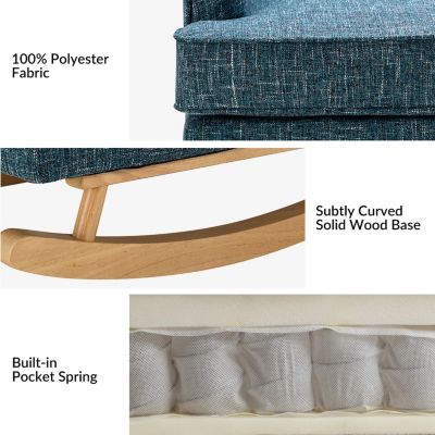   Standard Size   Fabric Upholstery  Modern Rocking Design, Solid Wood Legs  Rocking Chair