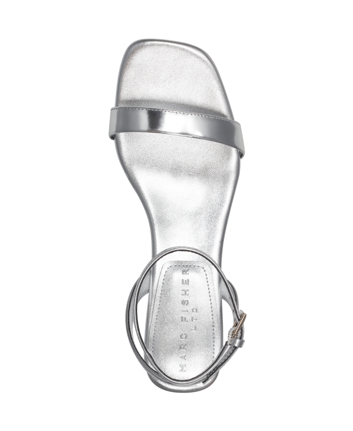 Marc Fisher Ltd Women's Alona Kitten Heel Sandals In Silver Mirror Metallic Leather