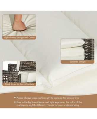 3PCS Patio Wicker Bistro Set Furniture Set PE Rattan Table Set w/ Cushions