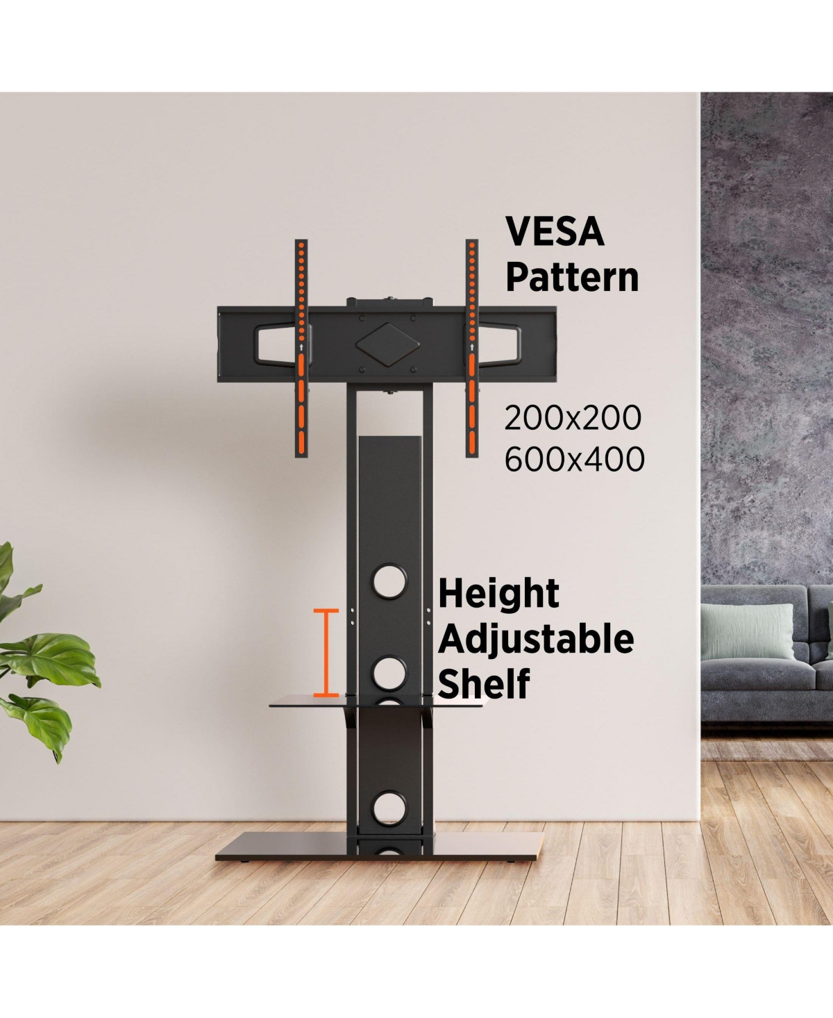 ProMounts Premium Swivel Tv Stand Mount for 37”-72” Screens with Shelving, Holds up to 110 Lbs
