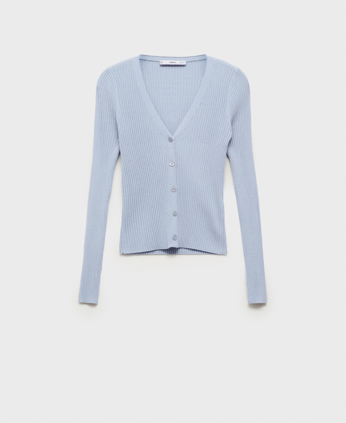 Shop Mango Women's V-neck Rib-knit Cardigan Sweater In Sky Blue