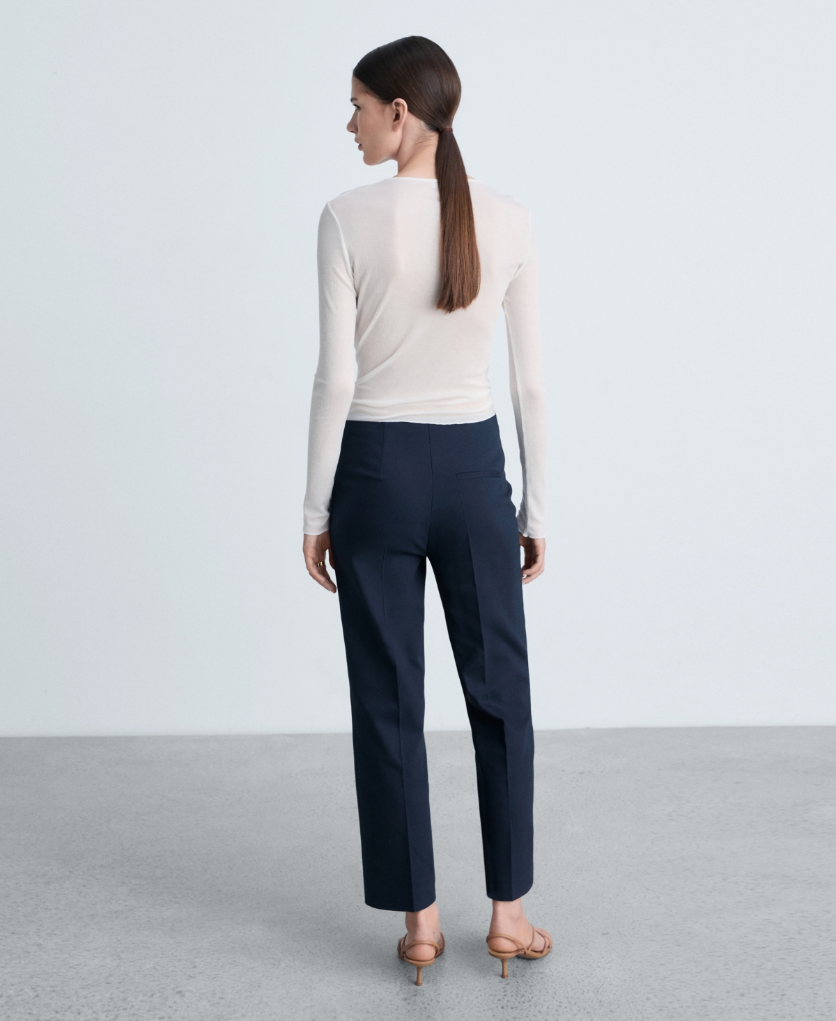 Mango Women's Jewel Buttoned Straight Pants In Dark Navy