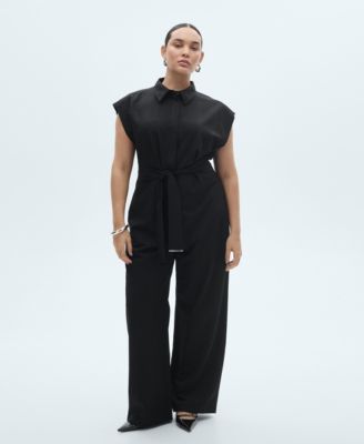 MANGO - Women's Straight-Fit Belt Jumpsuit