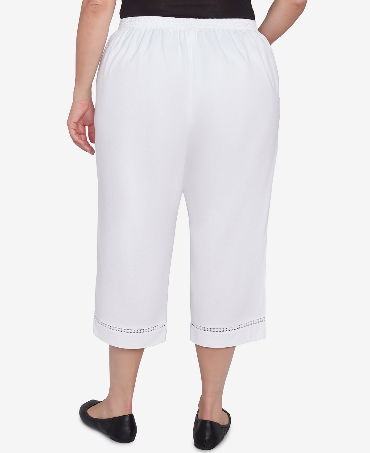 Alfred Dunner Plus Size Rise And Shine Lace Dotted Trim Capri Jacket In White