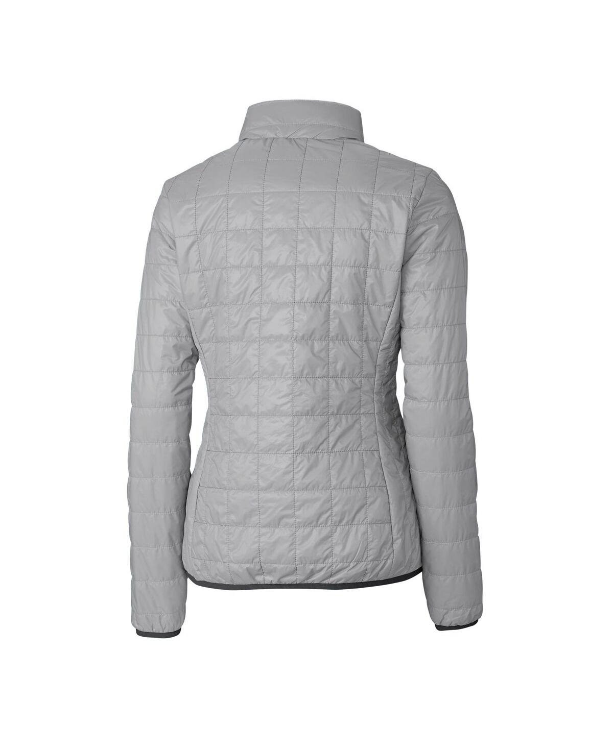 CUTTER & BUCK WOMEN'S GRAY STANFORD CARDINAL RAINIER ECO INSULATED PUFFER FULL-ZIP JACKET 