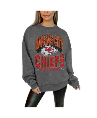 Gameday Couture - Women's Charcoal Kansas City Chiefs Long Weekend Premium Fleece Drop Shoulder Pullover Sweatshirt