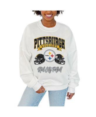 Gameday Couture - Women's White Pittsburgh Steelers Passing Time Pullover Sweatshirt