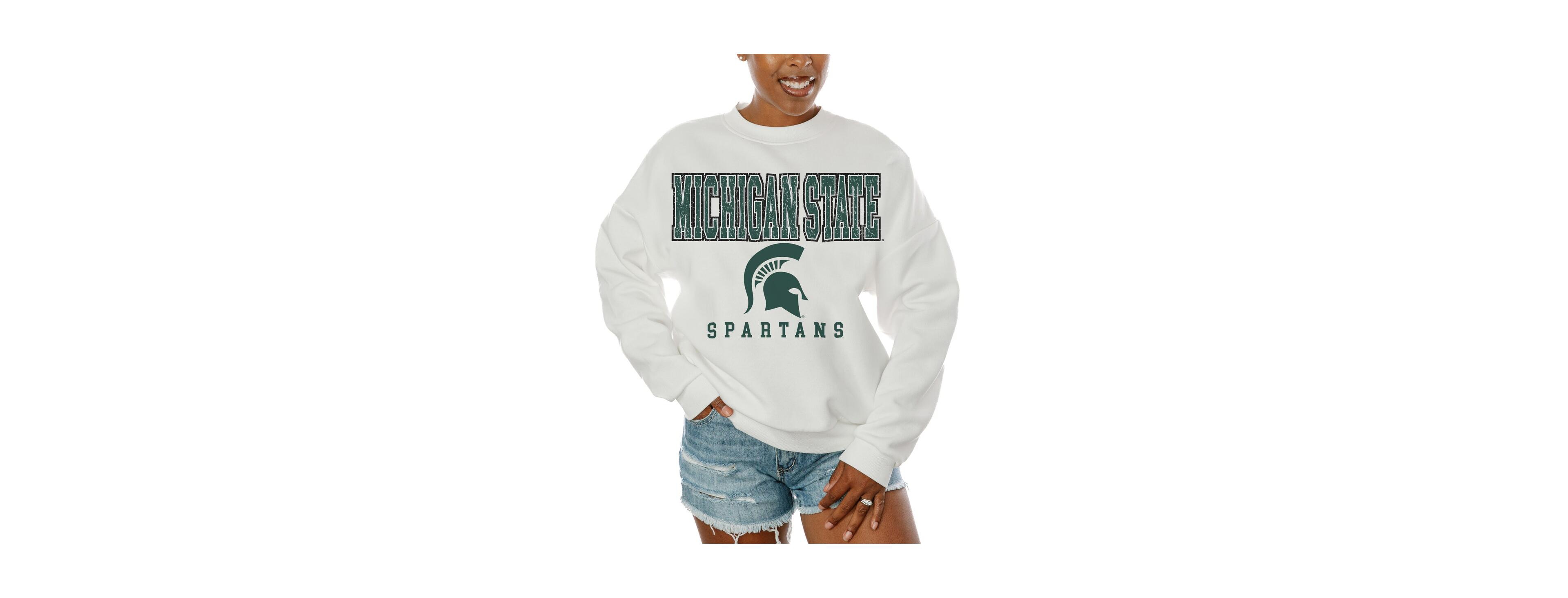 Gameday Couture Women's White Michigan State Spartans Freestyle Fleece Pullover Sweatshirt