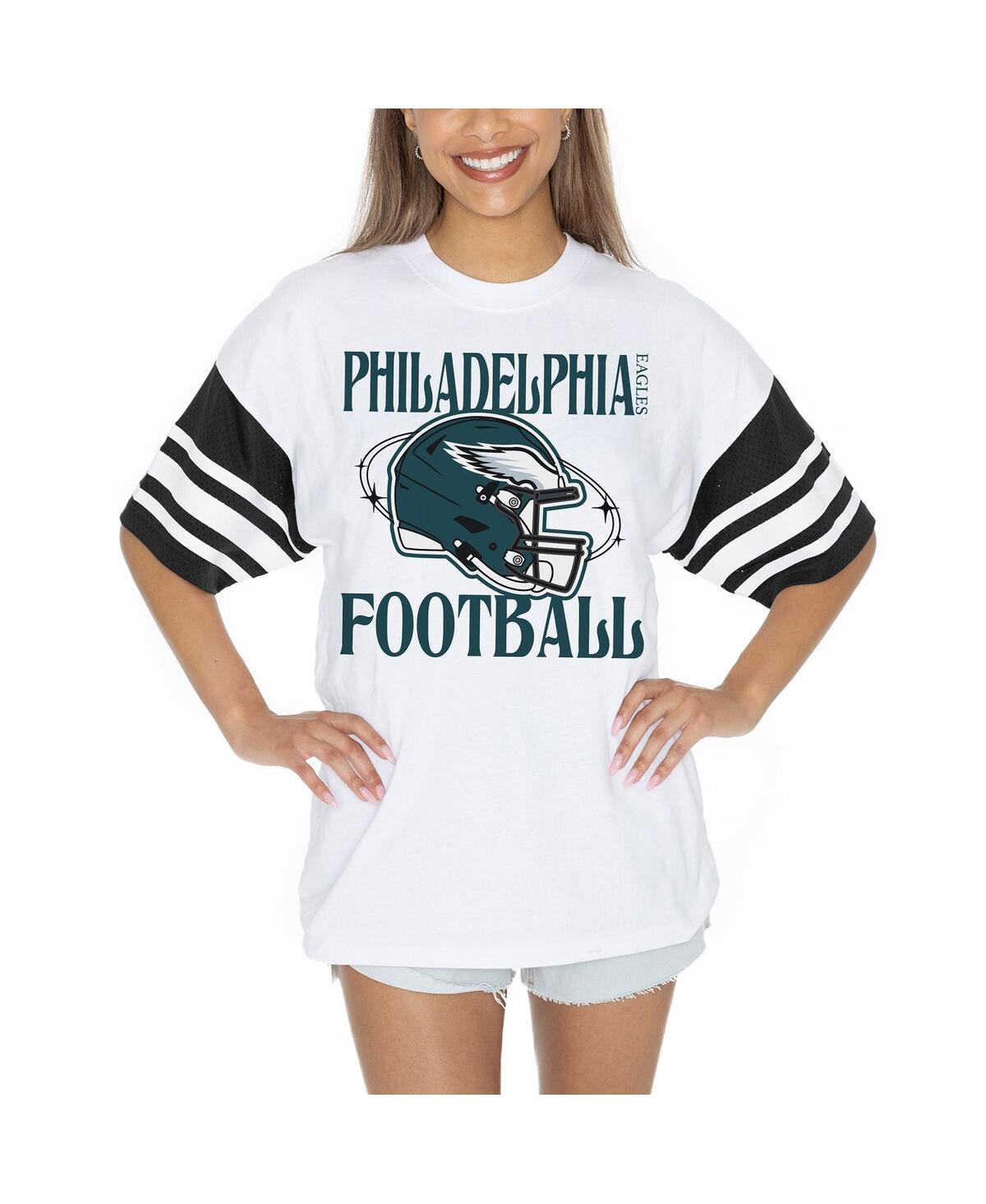 Shop Gameday Couture Women's White Philadelphia Eagles Vintage Look Contrast Mesh Striped Raglan T-shirt