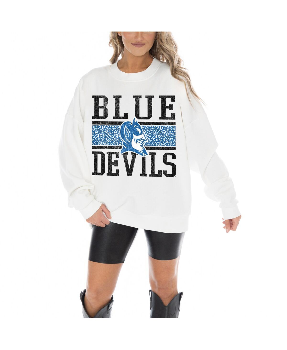 Shop Gameday Couture Women's White Duke Blue Devils Fair Catch Pullover Sweatshirt