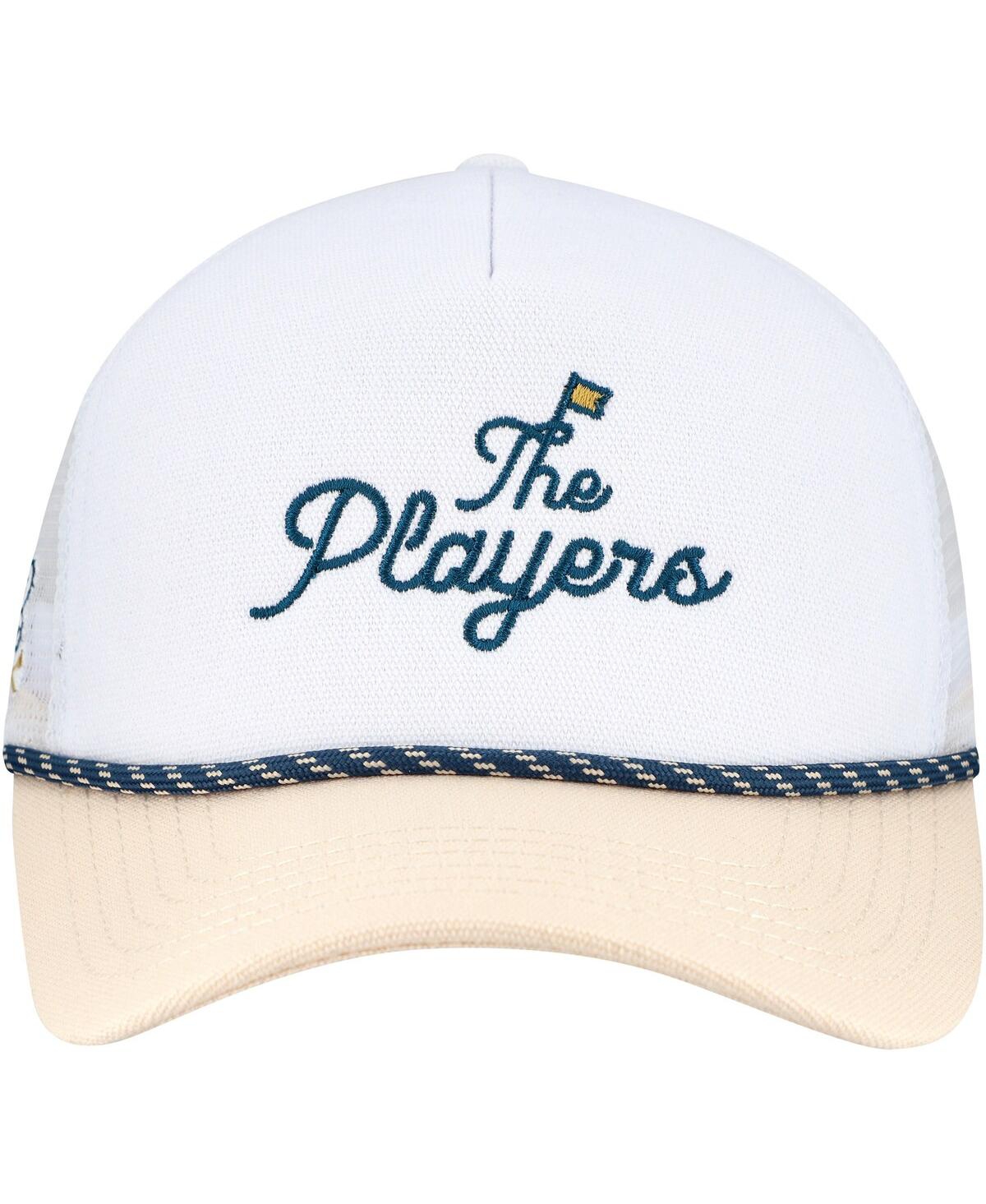 Shop Barstool Golf Men's White/tan The Players Nailhead Canvas Rope Adjustable Hat In White,tan