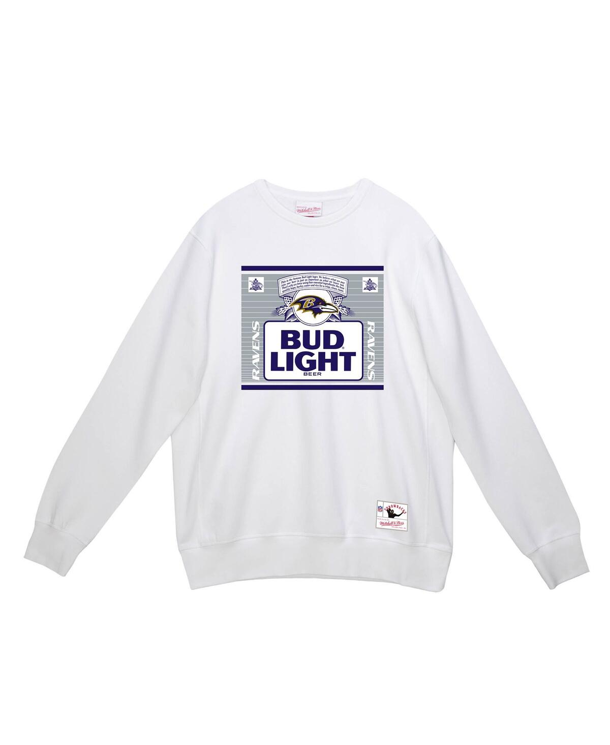Mitchell & Ness Men's Light White Baltimore Ravens The Crest Pullover Sweatshirt In White