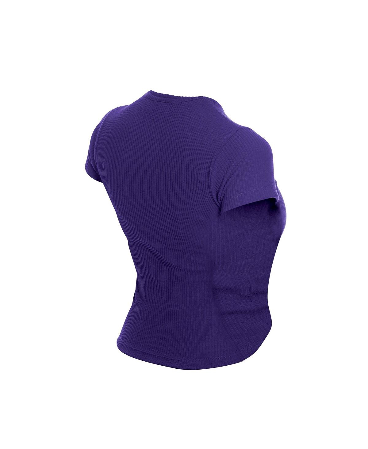 NEW ERA WOMEN'S PURPLE LOS ANGELES LAKERS LEISURE COLLECTION BABY DOLL CROPPED T-SHIRT 