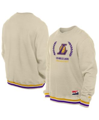 New Era - Men's White Los Angeles Lakers Throwback Vintage Pullover Sweatshirt