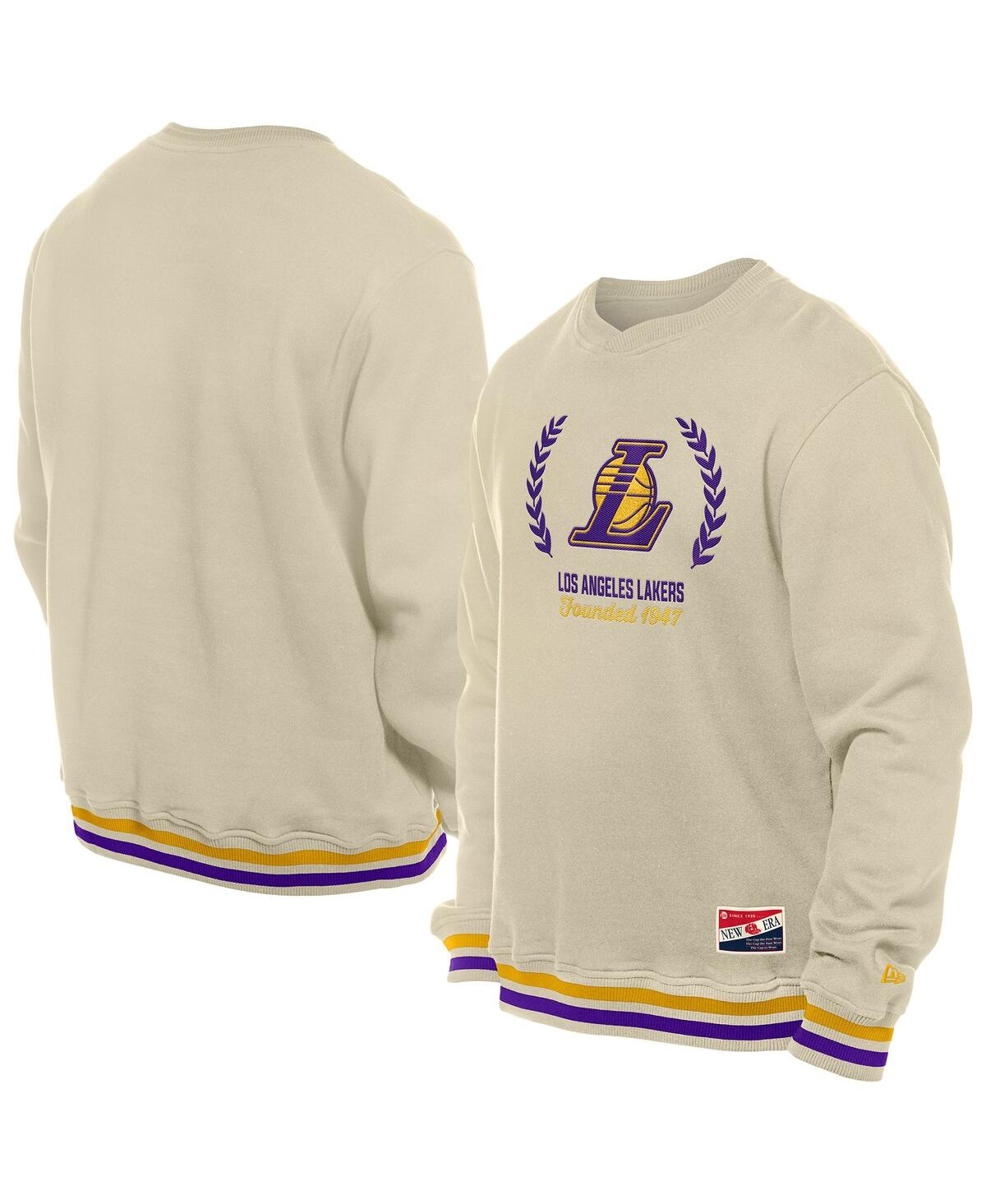 New Era Men's White Los Angeles Lakers Throwback Vintage Pullover Sweatshirt In White