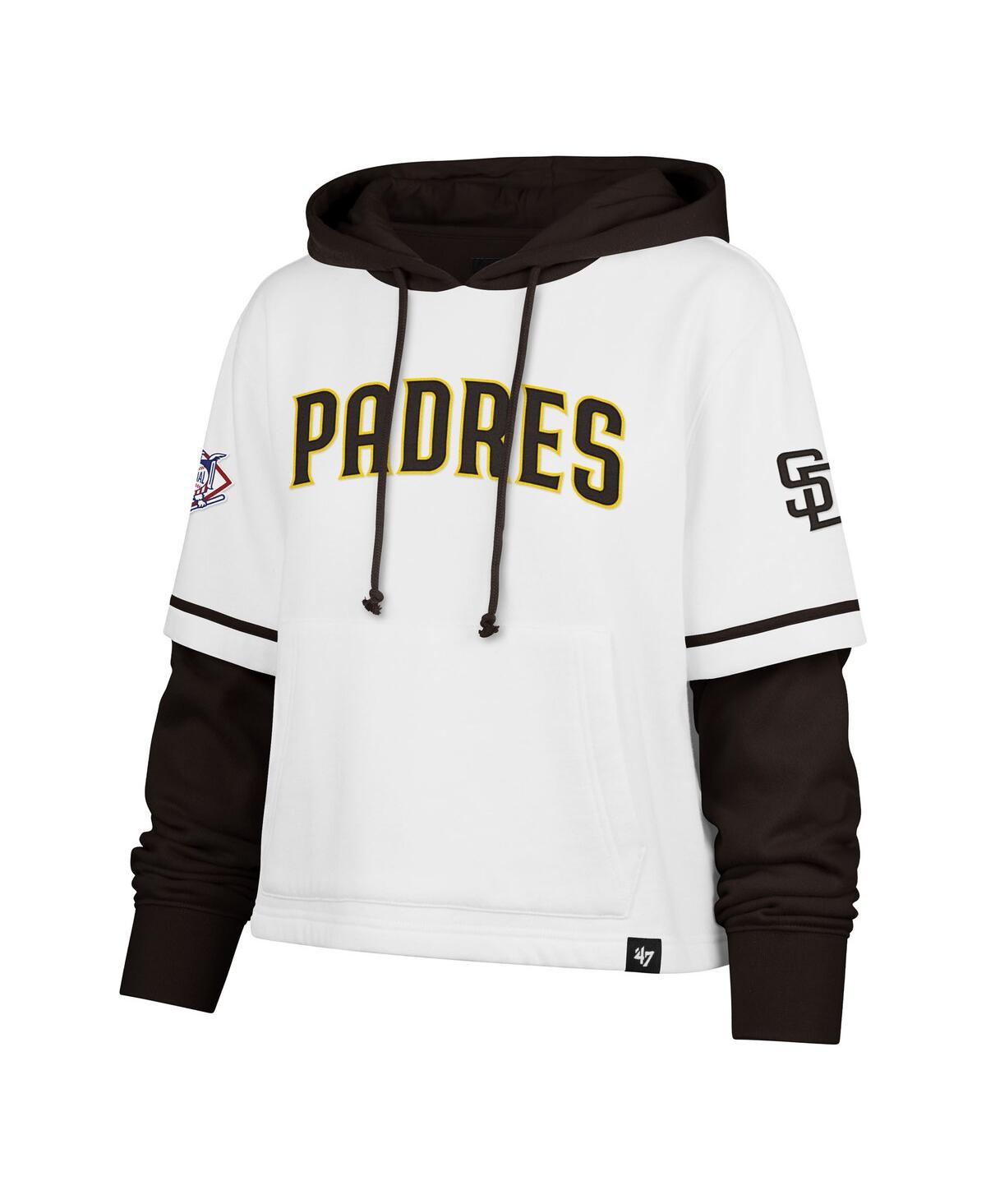 47 BRAND WOMEN'S WHITE SAN DIEGO PADRES TRIFECTA SHORTSTOP CROPPED PULLOVER HOODIE 