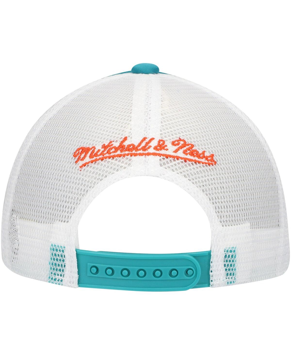Mitchell & Ness Big Boys And Girls Aqua Miami Dolphins Stripe Trucker Adjustable Hat In Aqua