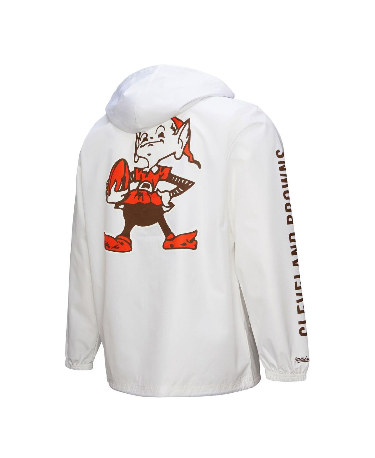 Mitchell & Ness Men's White Cleveland Browns Vintage Logo Coaches Full-snap Hoodie Jacket In White