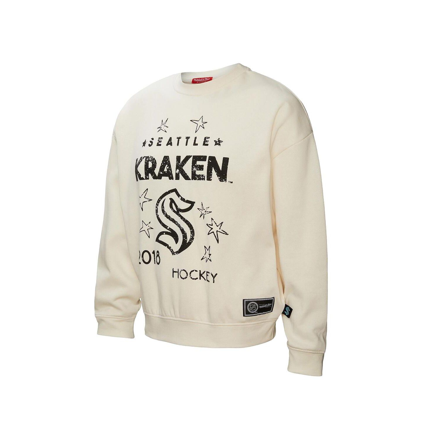 Женская толстовка Mitchell & Ness Cream Seattle Kraken Logo 3.0 Pullover — фото 1