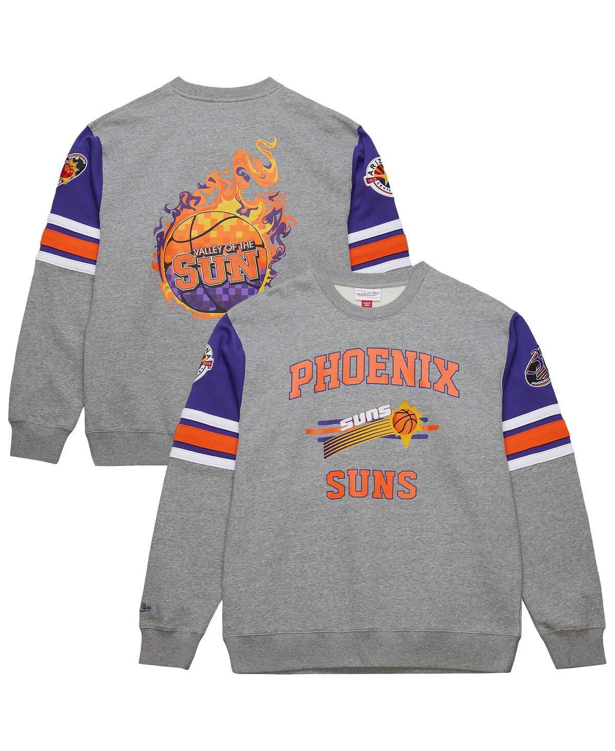 Men's Heather Gray Phoenix Suns Hardwood Classics All Over 4.0 Pullover Sweatshirt - Heather Gray