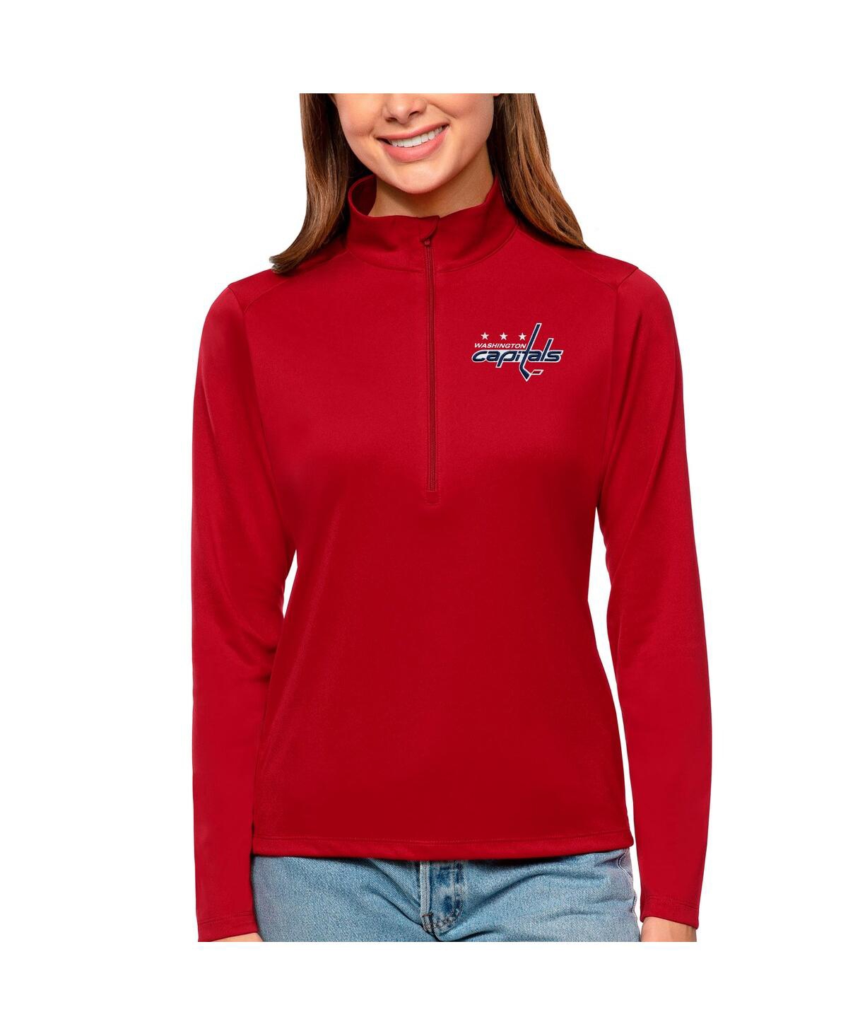 Women's Red Washington Capitals Tribute Quarter-Zip Pullover Top - Red