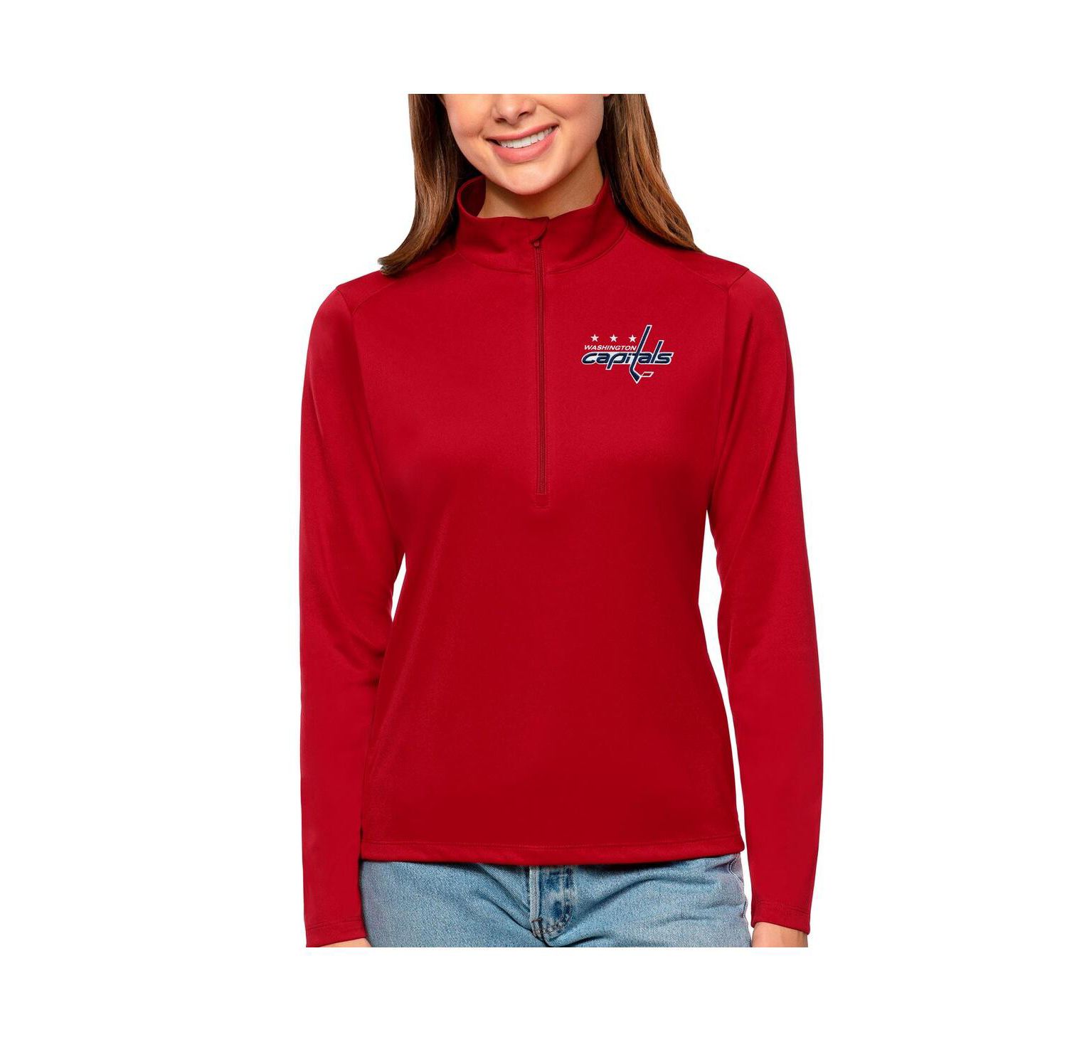 Women's Red Washington Capitals Tribute Quarter-Zip Pullover Top