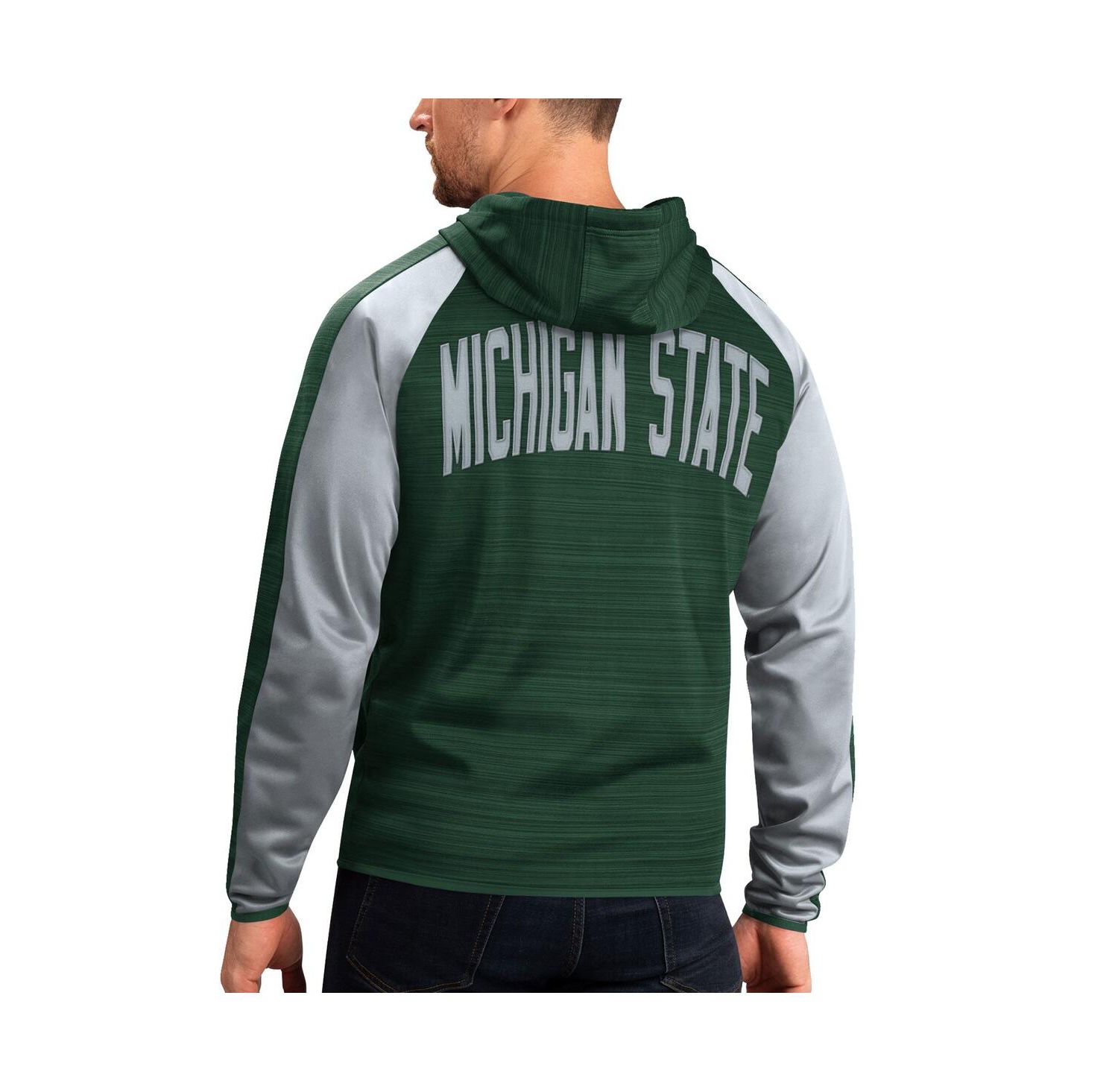 Men's Green Michigan State Spartans Neutral Zone Raglan Full-Zip Track Hoodie Jacket