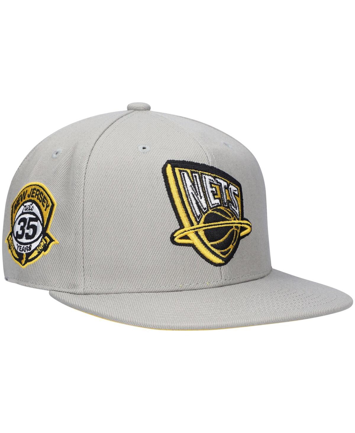 Mitchell & Ness Men's Gray New Jersey Nets Hardwood Classics 35th Anniversary Sunny Gray Fitted Hat In Gray