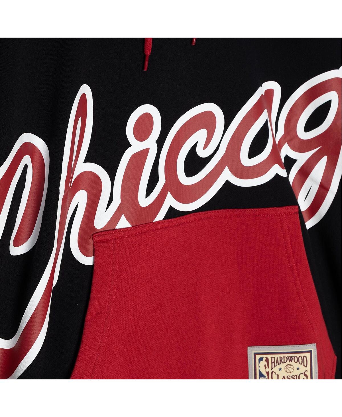 Mitchell & Ness Men's Black Chicago Bulls Hardwood Classics Big Face 5.0 Pullover Hoodie In Black