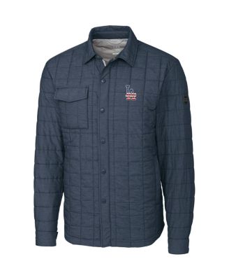 Cutter & Buck - Men's Gray Los Angeles Dodgers Americana Rainier Full-Snap Shirt Jacket