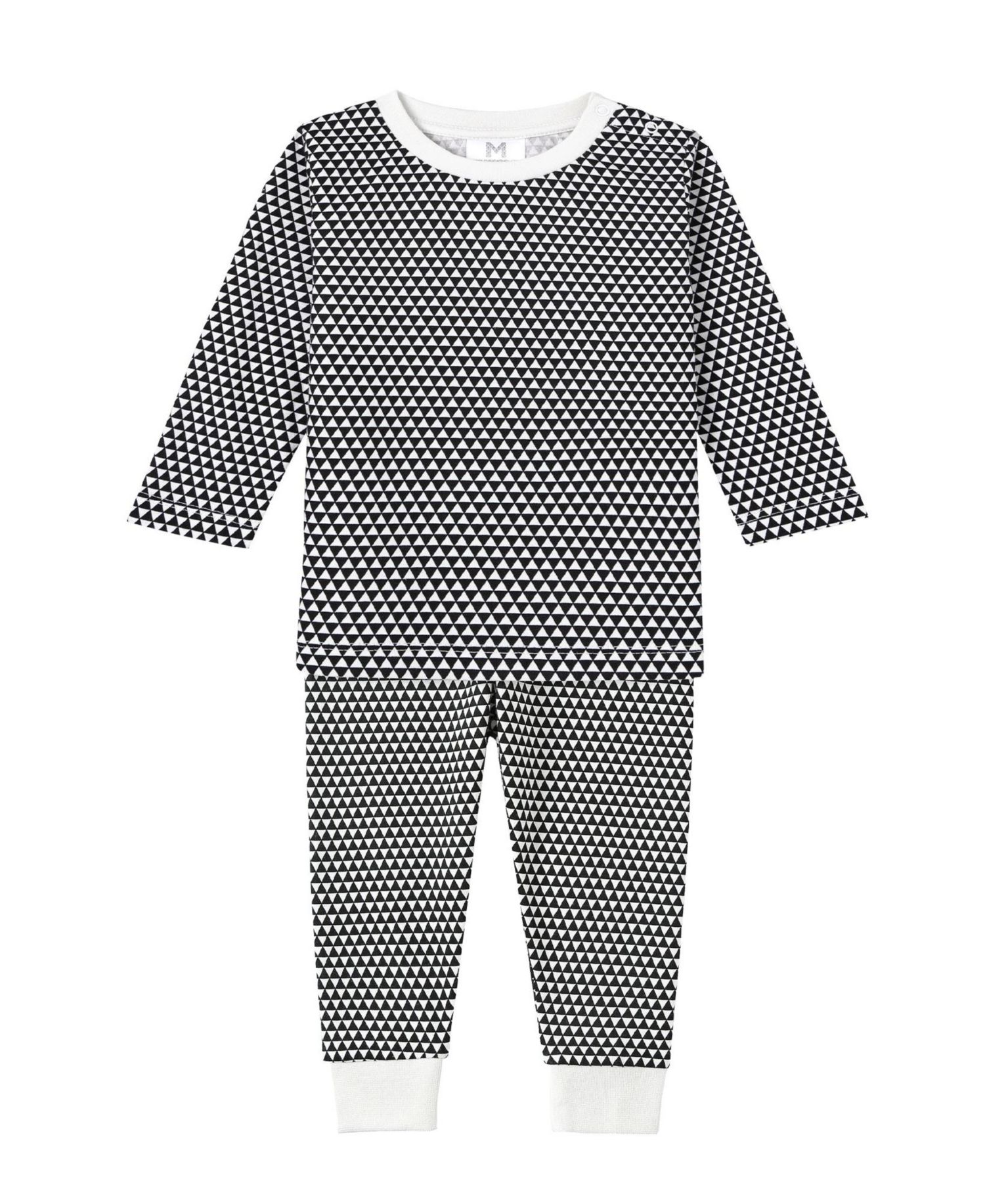 Organic Cotton 2PC Pajama Set, Erawan (Grey & White)