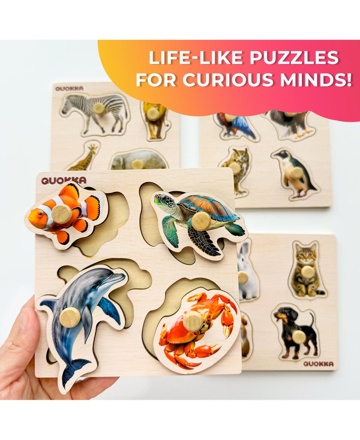 Quokka Wooden Puzzles for Toddlers 1-3 – Pegged Puzzles for Kids