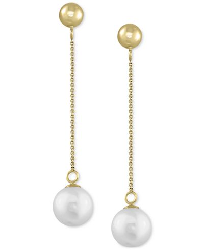 EFFY Cultured Freshwater Pearl (7mm) Drop Earrings in 14k Gold ...