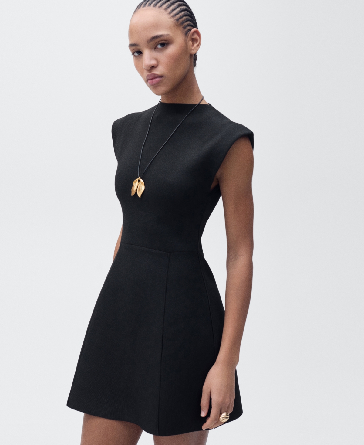 Mango Women's Short Flared Knitted Dress In Black