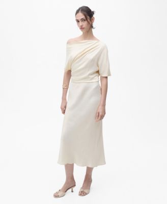 MANGO - Women's Draped Asymmetrical Midi-Dress