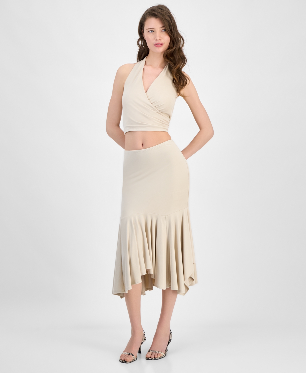Guess Women's Kenzie Pull-on Flounce Midi Skirt