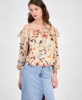 GUESS - Women's Printed Off-The-Shoulder Lucy Top
