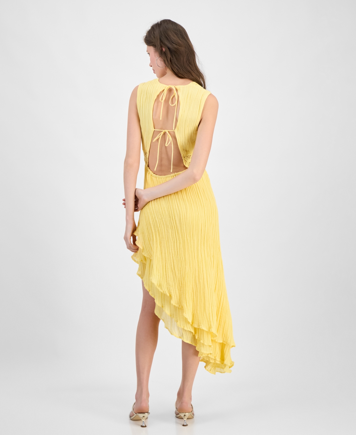 Guess Danny Asymmetric Hem Dress In Yellow