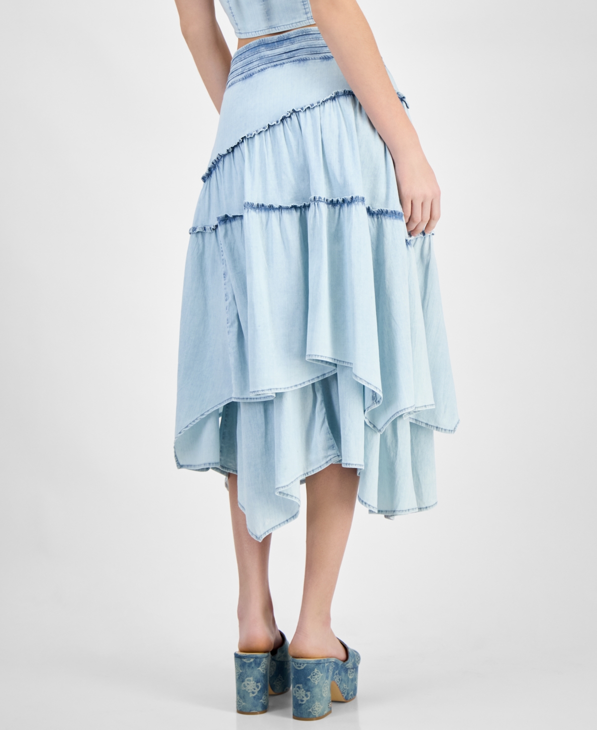 GUESS WOMEN'S TANYA LAYERED DENIM MAXI SKIRT 