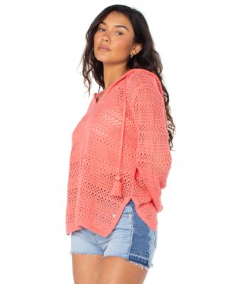 Juniors' Hippie Love Cotton-Blend Relaxed Sweater