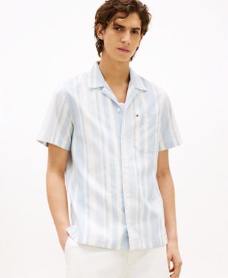 Tommy Hilfiger - Men's Relaxed-Fit Stripe Camp Shirt