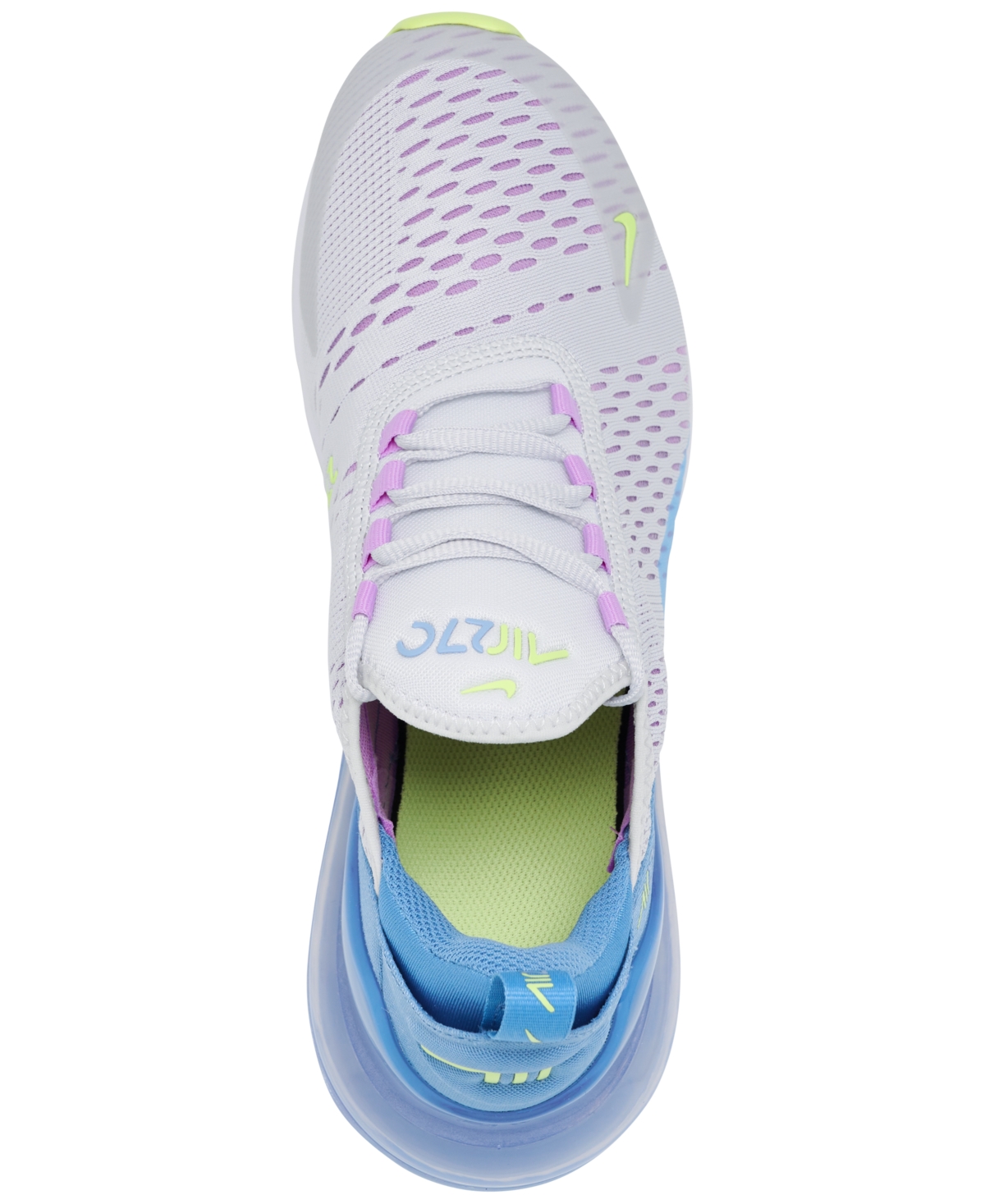 Nike Kids Air Max 270 Casual Sneakers From Finish Line In Platinum,fuchsia,blue