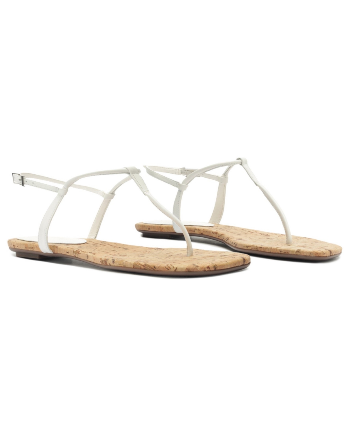 Schutz Elsha Leather T-strap Flat Sandals In White Cork