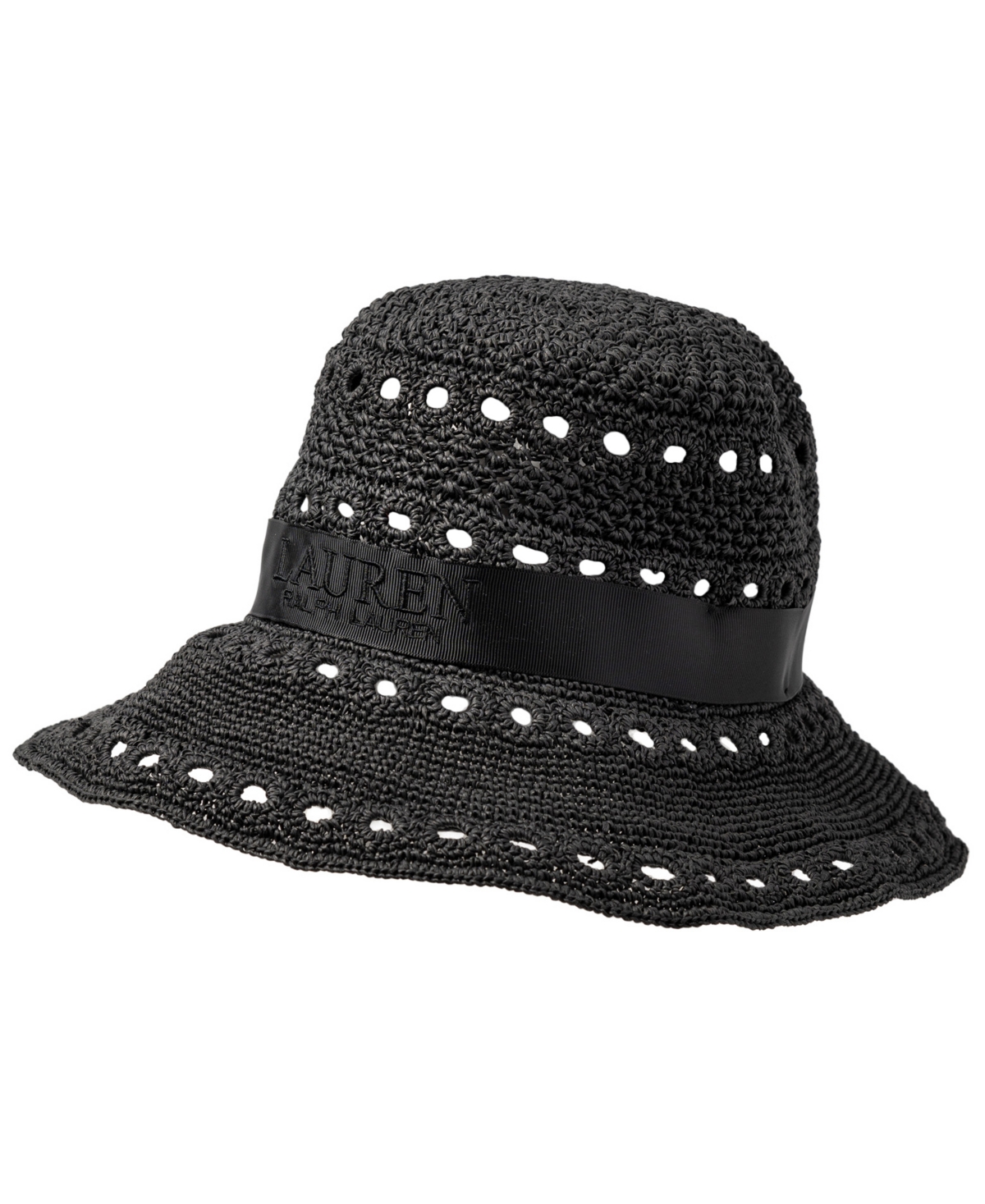 Ralph Lauren Crochet Bucket Hat In Black